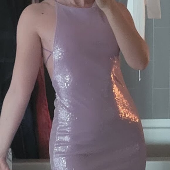 Motel Lavender Sequin Crossback Mini Dress - Picture 4 of 4